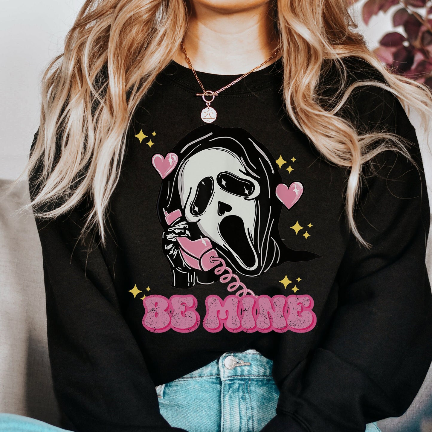 Scream Sweatshirt, No you hang up, Spooky Valentine's Day, Ghostface, Horror Hoodie, Valentine's Day gift, Be Mine