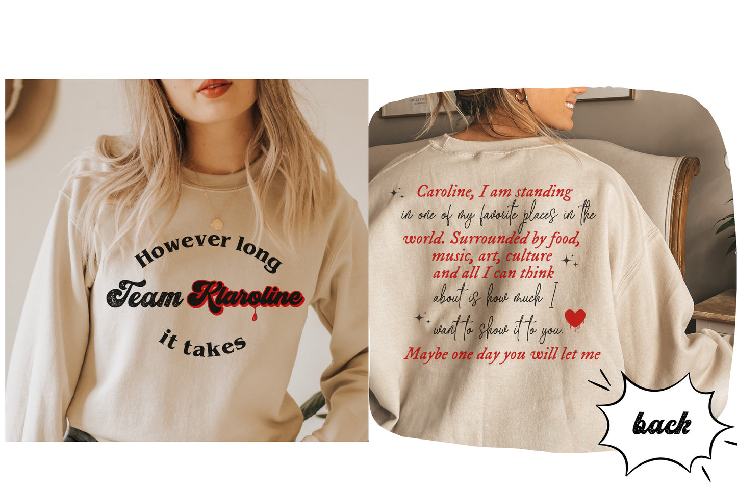 Team Klaroline Sweatshirt, TVD sweatshirt, Tvd merch, TVD apparel, Klaus Mikaleson, The Vampire diaries, TVD gift