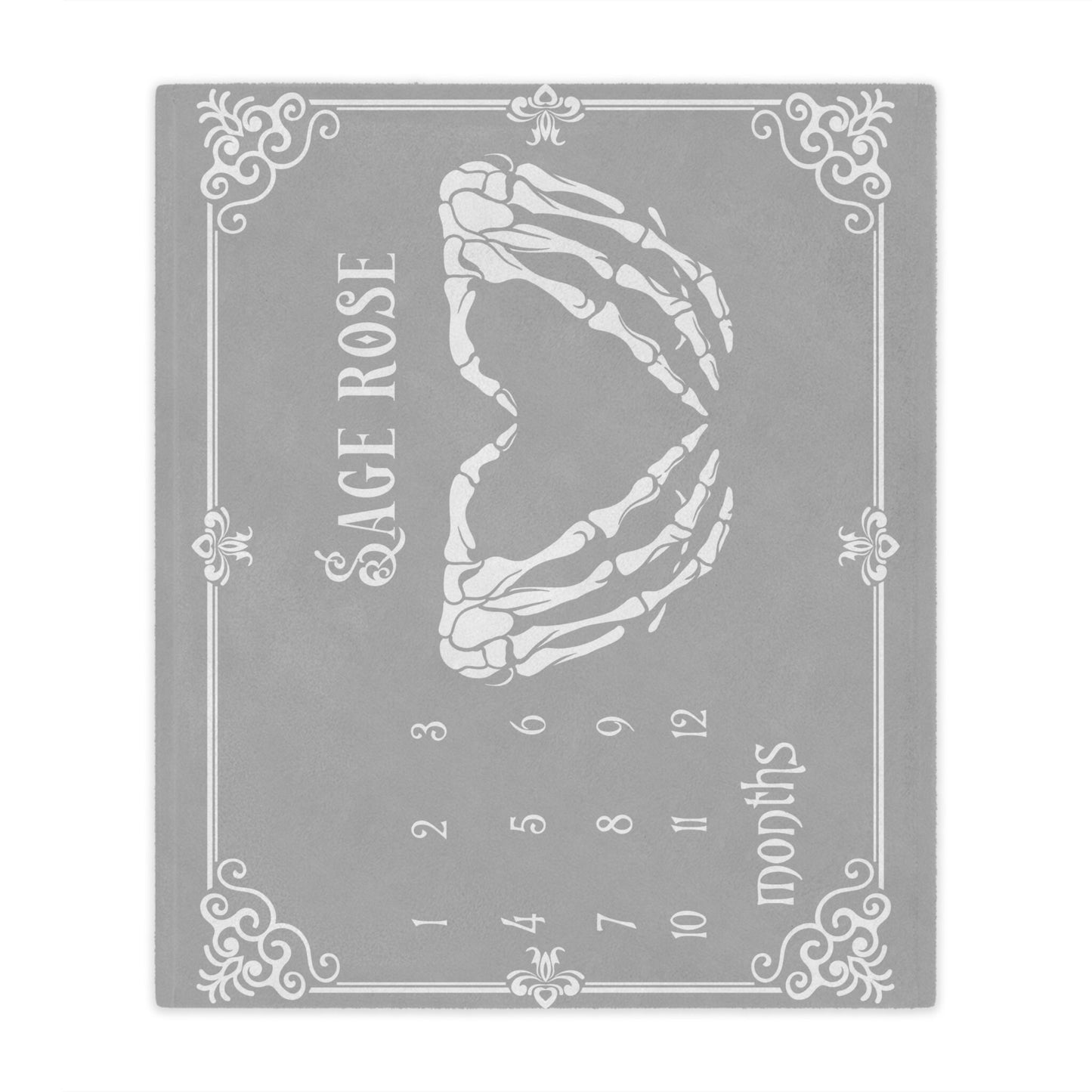 Personalized Goth baby Milestone Blanket, Skeleton baby blanket, Gothic baby blanket, Goth baby milestones, Halloween Milestone, Goth mom