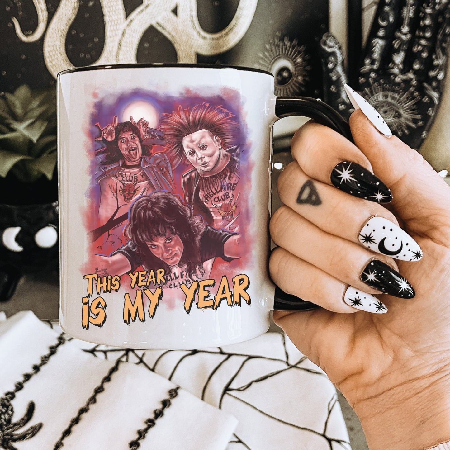 Eddie Munson mug, Horror Mug, Halloween Mug, Stranger Characters, Hawkins mug, Horror aesthetic, Chrissy Wake up