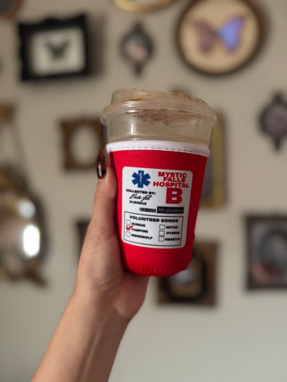 Blood Bag Iced Coffee Sleeve