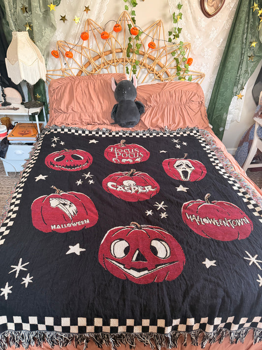 Jack-O-lantern Woven Blanket