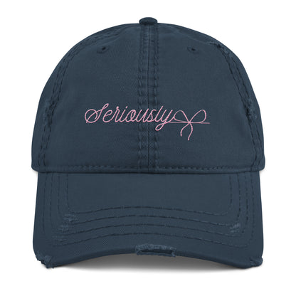 Seriously Embroidered Distressed Hat