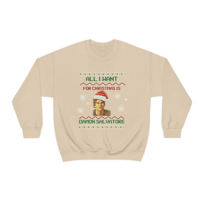 Damon Salvatore Sweatshirt, TVD Ugly Christmas Sweater, TVD Xmas gift, TVD fan gift, Salvatore Brothers, tvd merch