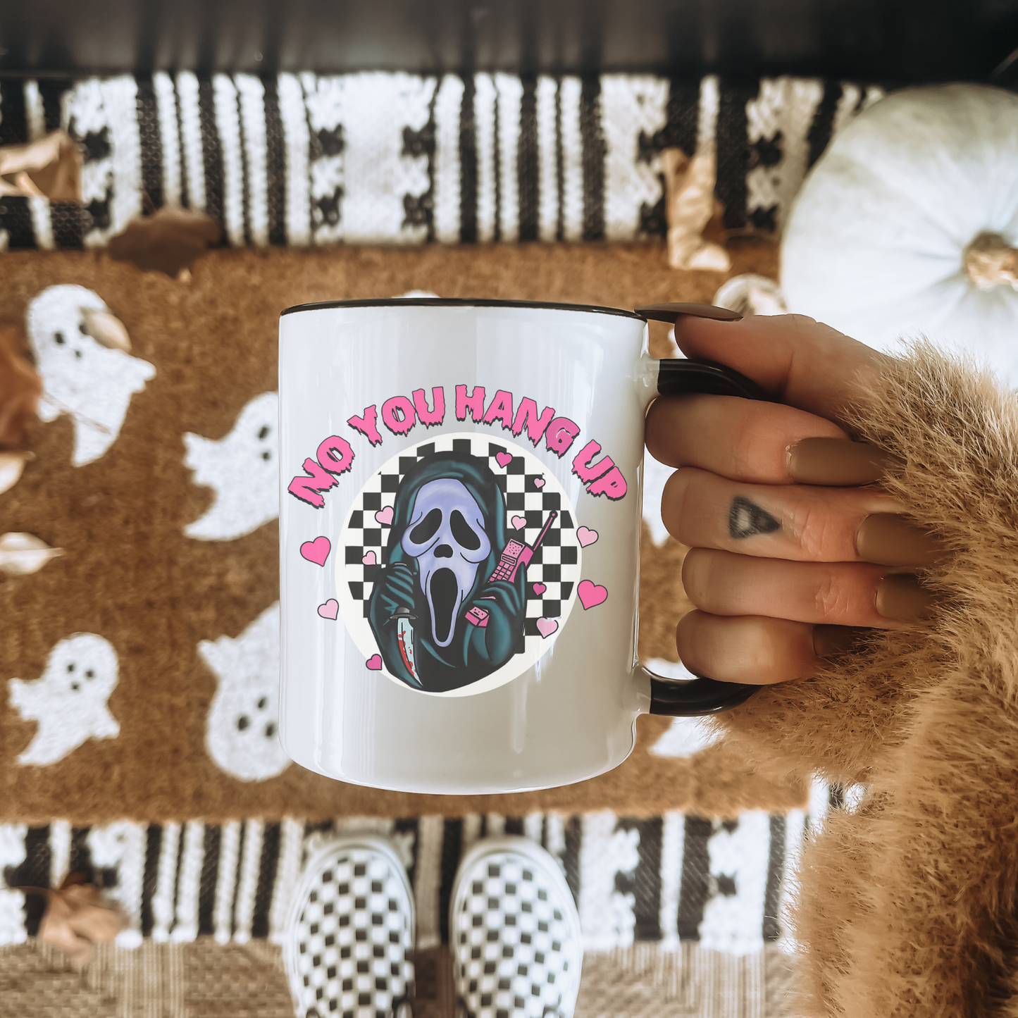 No you hang up Mug, Scream Mug, Ghost face coffee mug, Horror Mug, Spooky Mug, Halloween Mug, Spooky aesthetic