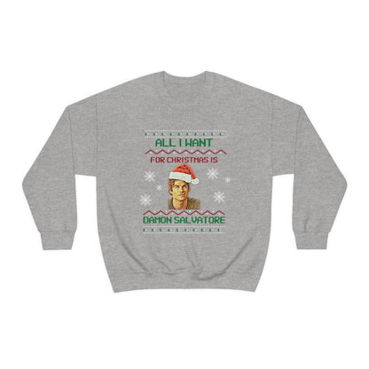 Damon Salvatore Sweatshirt, TVD Ugly Christmas Sweater, TVD Xmas gift, TVD fan gift, Salvatore Brothers, tvd merch
