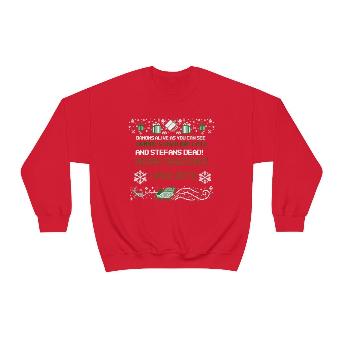 Vampire Diaries Sweatshirt, TVD Ugly Christmas Sweater, TVD Xmas gift, Salvatore Brothers, TVD fan gift