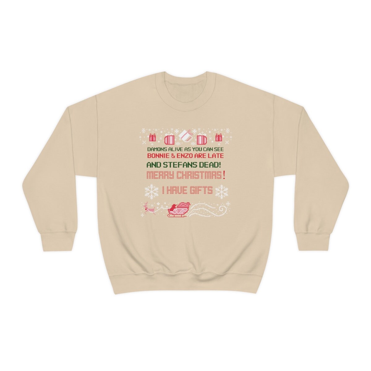 Vampire Diaries Sweatshirt, TVD Ugly Christmas Sweater, TVD Xmas gift, Salvatore Brothers, TVD fan gift