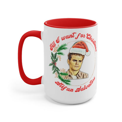 Stefan Salvatore Mug, Stefan Salvatore Xmas Mug, All I want for Christmas is Stefan Salvatore, TVD Fan gift, TVD Mug, Salvatore Brothers