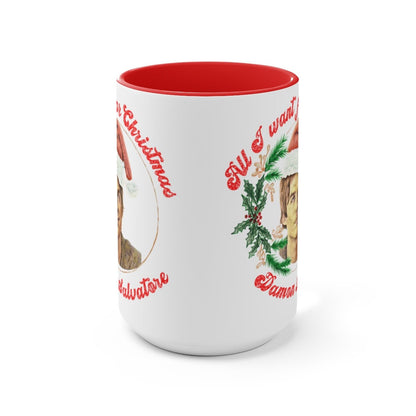 Damon Salvatore Mug, Damon Salvatore Xmas Mug, All I want for Christmas is Damon Salvatore, TVD Fan gift, TVD Mug, Salvatore Brot