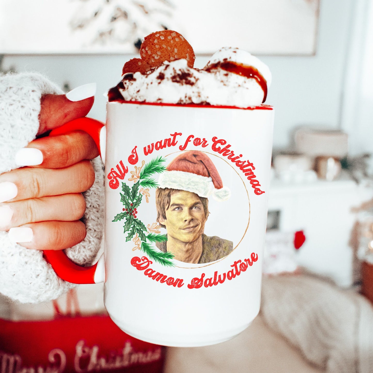 Damon Salvatore Mug, Damon Salvatore Xmas Mug, All I want for Christmas is Damon Salvatore, TVD Fan gift, TVD Mug, Salvatore Brot