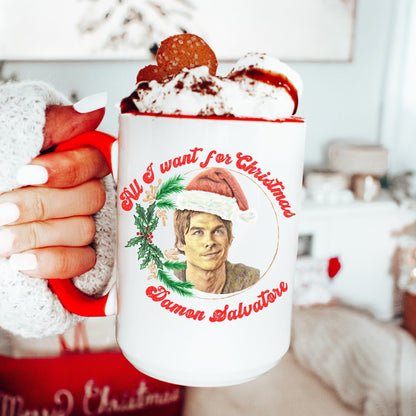Damon Salvatore Mug, Damon Salvatore Xmas Mug, All I want for Christmas is Damon Salvatore, TVD Fan gift, TVD Mug, Salvatore Brot