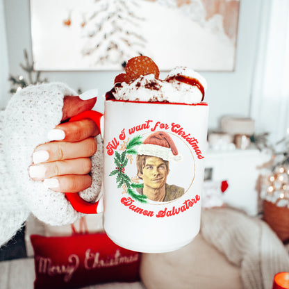 Damon Salvatore Mug, Damon Salvatore Xmas Mug, All I want for Christmas is Damon Salvatore, TVD Fan gift, TVD Mug, Salvatore Brot