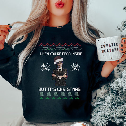 Wednesday Addams Ugly Xmas Sweatshirt Addams family, Wednesday Addams, Nevermore Academy,  Wednesday Christmas, Gothmas
