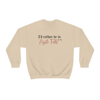 I'd rather be in Mystic Falls Sweatshirt, TVD Sweatshirt, Mystic Fall Sweatshirt, TVD Fan gift, Salvatore brothers