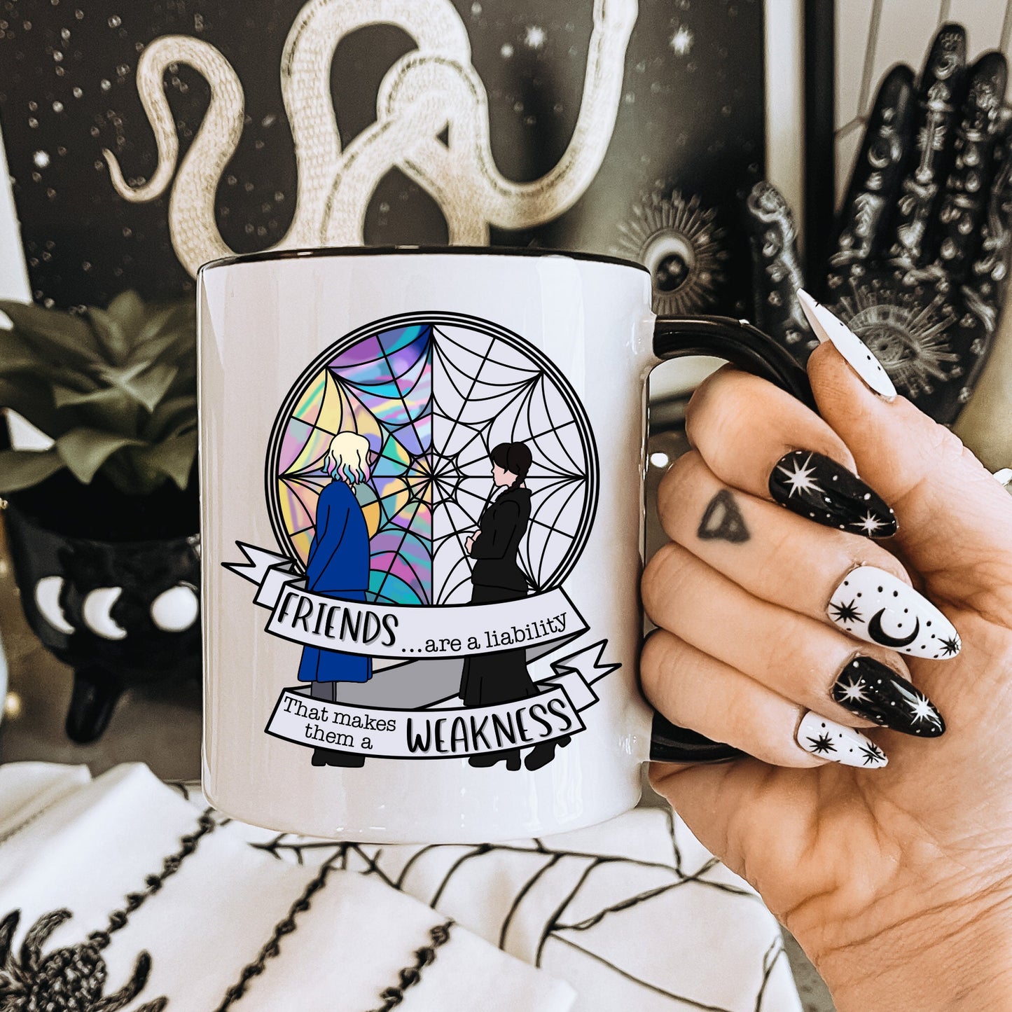 Wednesday Addams Mug, Wednesday Addams, The Addams Family, Halloween Mug, Bestfriend Mug, Enid & Wednesday