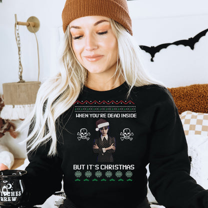 Wednesday Addams Ugly Xmas Sweatshirt Addams family, Wednesday Addams, Nevermore Academy,  Wednesday Christmas, Gothmas