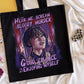 Wednesday Addams tote bag, Gothic book bag, Wednesday Addams merch, Spooky shopping bag, Horror fan tote bag, Horror merch