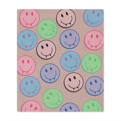 Vampire blanket, Smiley face blanket, Horror fan gift, Spooky blanket, TVD merch, Tvd fan gift, Vampire fan