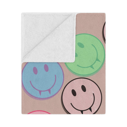 Vampire blanket, Smiley face blanket, Horror fan gift, Spooky blanket, TVD merch, Tvd fan gift, Vampire fan