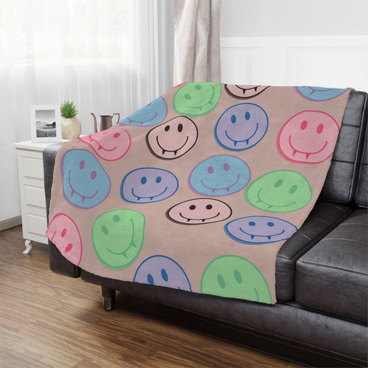 Vampire blanket, Smiley face blanket, Horror fan gift, Spooky blanket, TVD merch, Tvd fan gift, Vampire fan