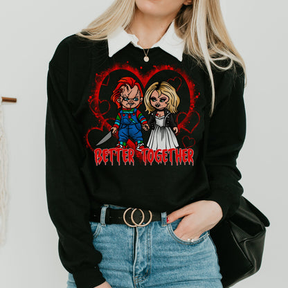 Horror Valentine's Day Sweatshirt, Chucky Sweatshirt, Horror Hoodie, Horror merch, Halloween Sweatshirt, Bride of Chucky, Child's Play
