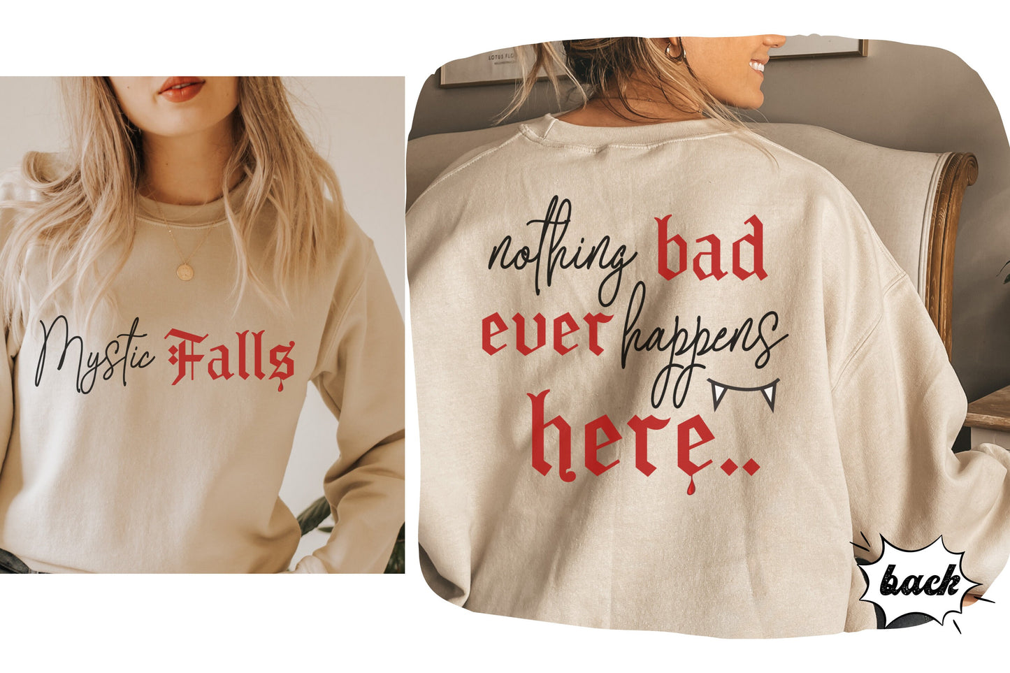 Mystic Falls Crewneck, TVD hoodie, The Vampire Diaries, Mystic Falls sweatshirt, TVD merch, Tvd fan gift, The Salvatore Brothers