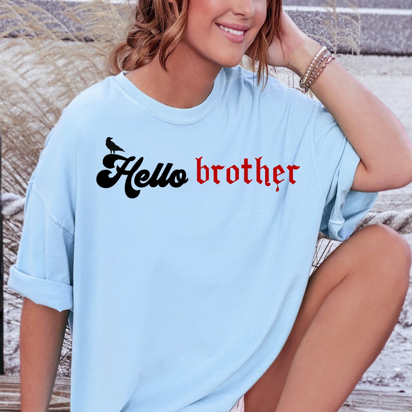 Hello brother shirt, Damon Salvatore shirt,TVD Shirt, Stefan Salvatore, TVD merch, Tvd fan gift, Mystic Falls shirt, Team Damon