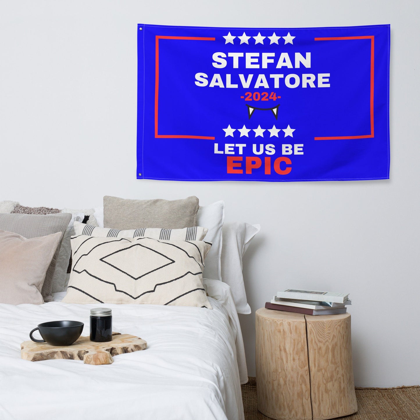 Stefan Salvatore Flag, Stefan Salvatore merch, TVD tapestry, TVD room decor, Tvd dorm flag, Tvd gift, Team Stefan, Funny tvd gift