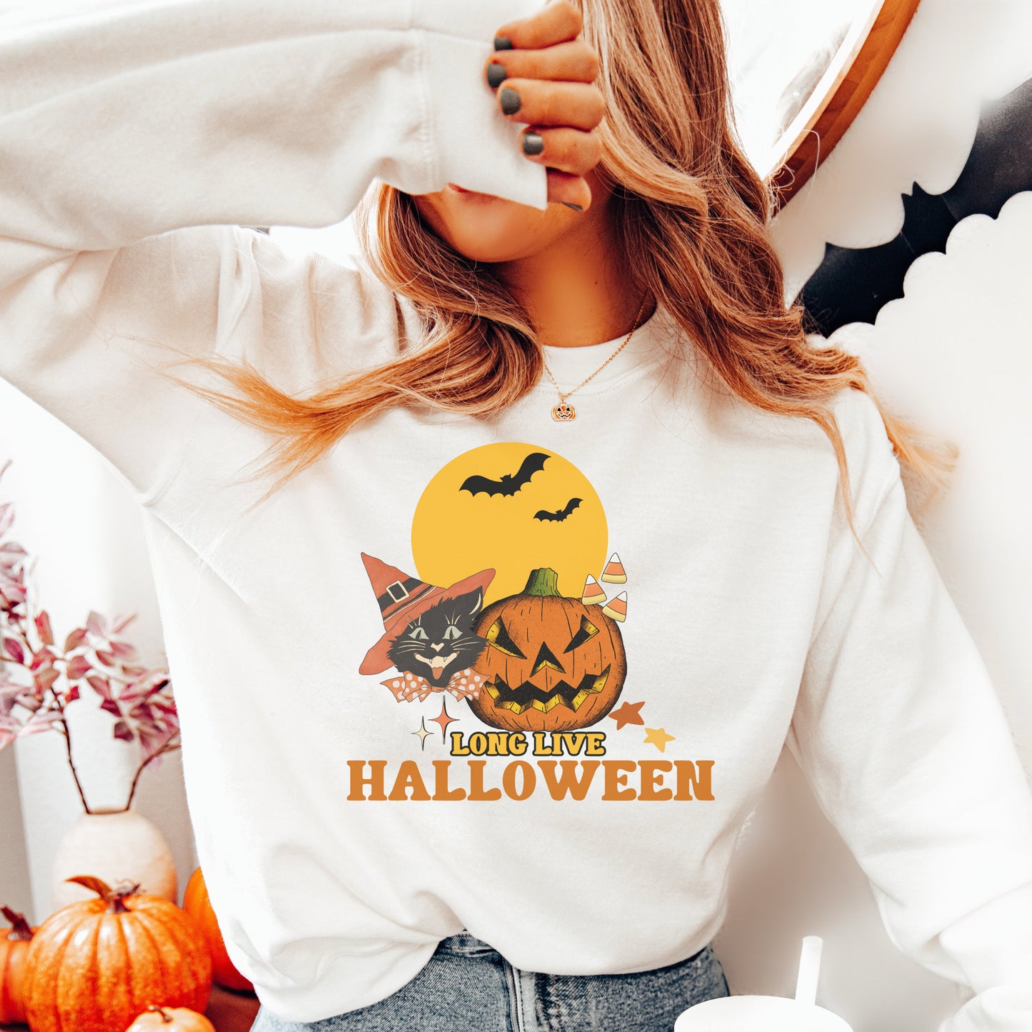 Halloween Shirt Long Live Halloween, Vintage Halloween Shirt, Retro Halloween, Comfort Colors, Spooky Season, Pumpkin Shirt Black Cat, Ghost