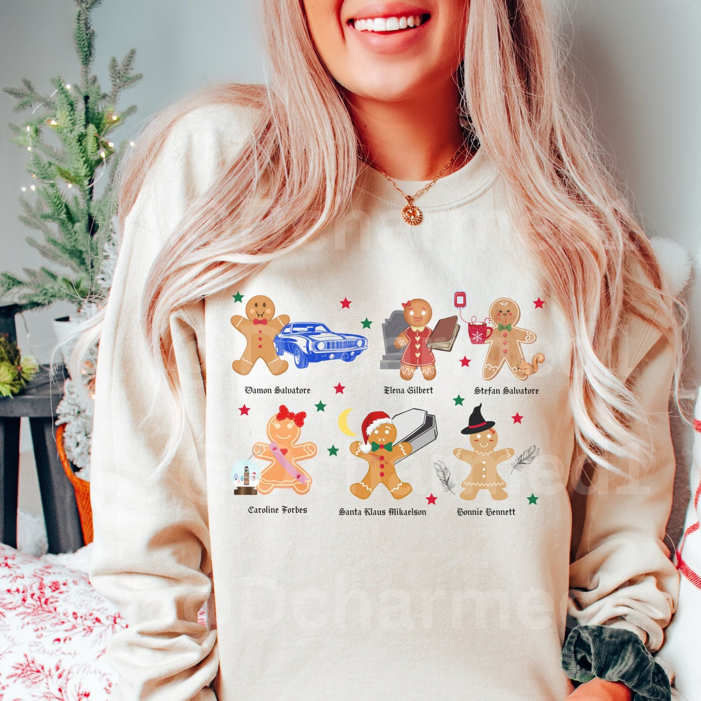 TVD xmas hoodie, tvd merch, tvd gift, mystic falls shirt, Katherine Pierce, tvd fan, Damon salvatore, tvd fan gift, stefan salvatore