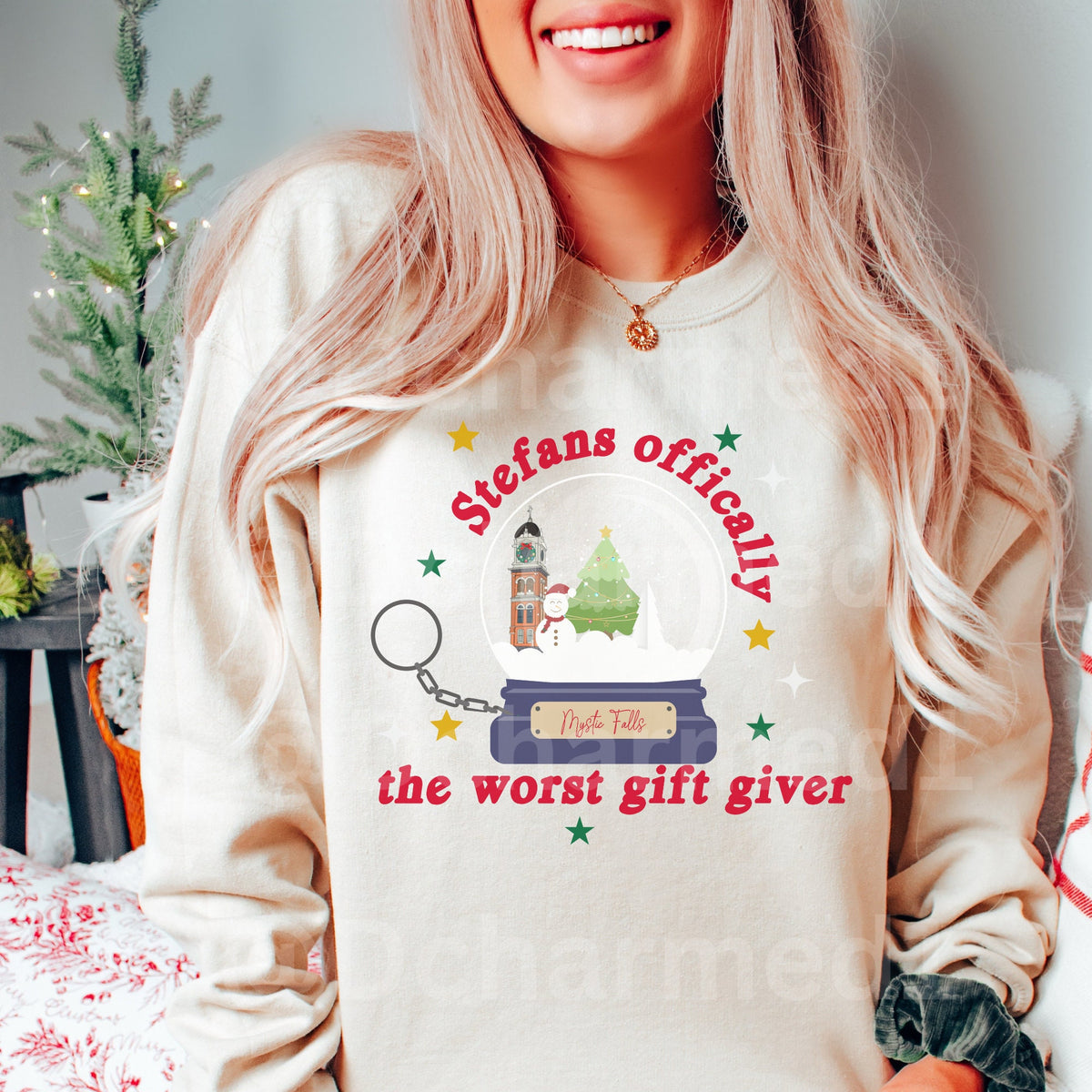 TVD xmas hoodie, tvd merch, tvd gift, mystic falls shirt, Katherine Pierce, tvd fan, Damon salvatore, tvd fan gift, stefan salvatore