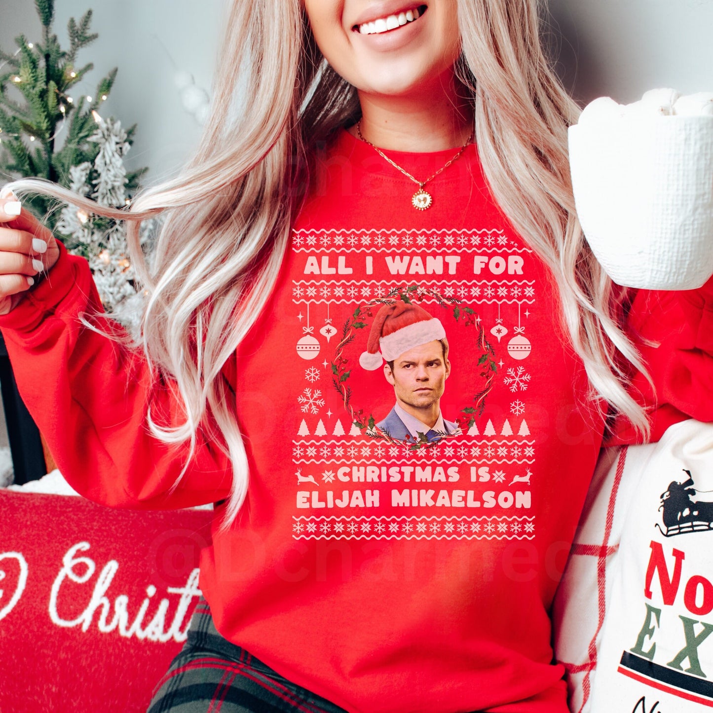 Elijah Mikaelson Sweatshirt, TVD Ugly Christmas Sweater, TVD Xmas gift, TVD fan gift, Salvatore Brothers, tvd merch, mystic falls