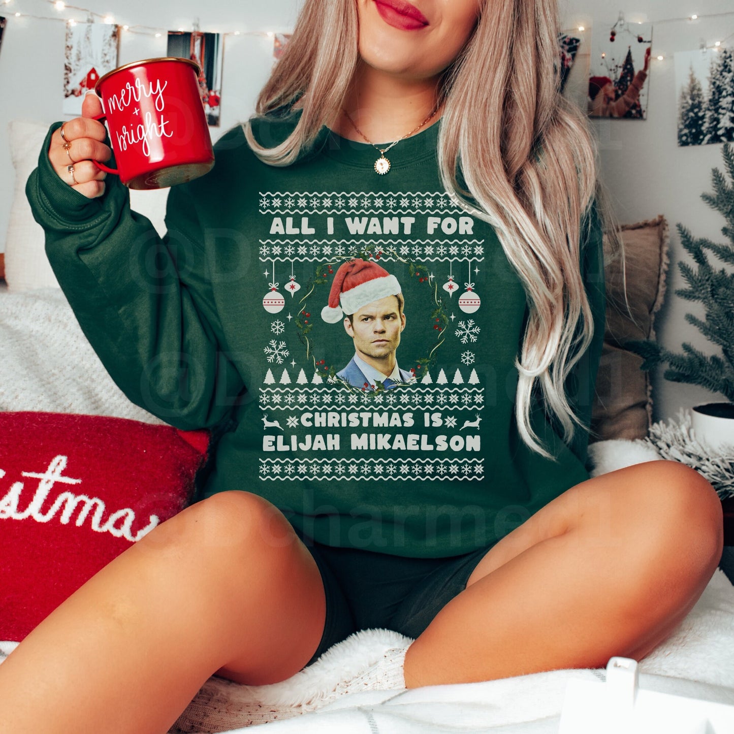 Elijah Mikaelson Sweatshirt, TVD Ugly Christmas Sweater, TVD Xmas gift, TVD fan gift, Salvatore Brothers, tvd merch, mystic falls