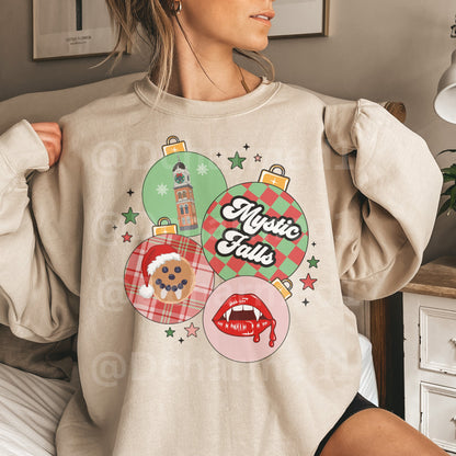 Vampire Diaries Sweatshirt, TVD Ugly Christmas Sweater, TVD Xmas gift, Mystic Falls, TVD fan gift, Tvd xmas shirt