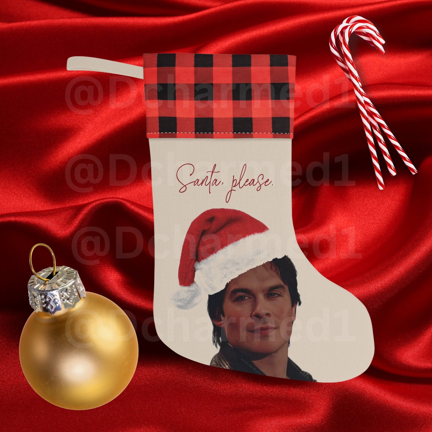 TVD xmas stocking, Damon Salvatore stocking, Damon Salvatore xmas gift, tvd merch, tvd fan gift, tvd xmas, Damon Salvatore merch