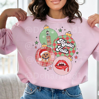 Vampire Diaries Sweatshirt, TVD Ugly Christmas Sweater, TVD Xmas gift, Mystic Falls, TVD fan gift, Tvd xmas shirt