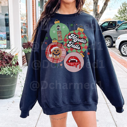 Vampire Diaries Sweatshirt, TVD Ugly Christmas Sweater, TVD Xmas gift, Mystic Falls, TVD fan gift, Tvd xmas shirt