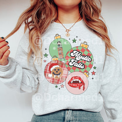 Vampire Diaries Sweatshirt, TVD Ugly Christmas Sweater, TVD Xmas gift, Mystic Falls, TVD fan gift, Tvd xmas shirt